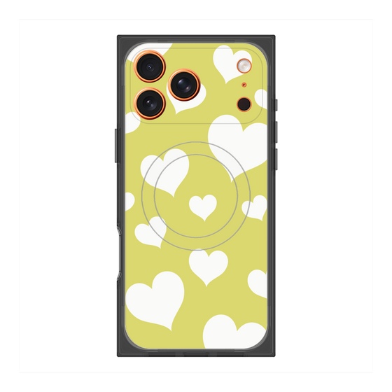プレミアムスクエアケース with MagSafe［ Dot Hearts - Yellow ］