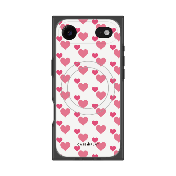 プレミアムスクエアケース with MagSafe［ Stripe Hearts - Pink ］