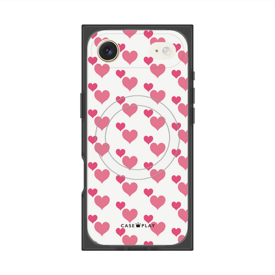 プレミアムスクエアケース with MagSafe［ Stripe Hearts - Pink ］