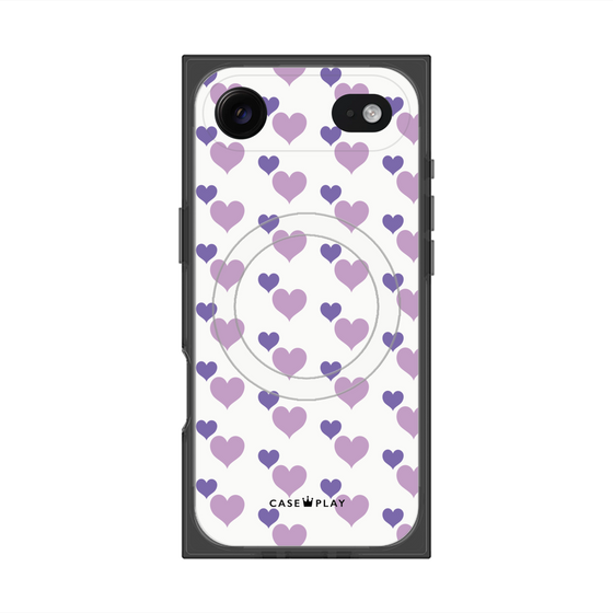 プレミアムスクエアケース with MagSafe［ Stripe Hearts - Purple ］