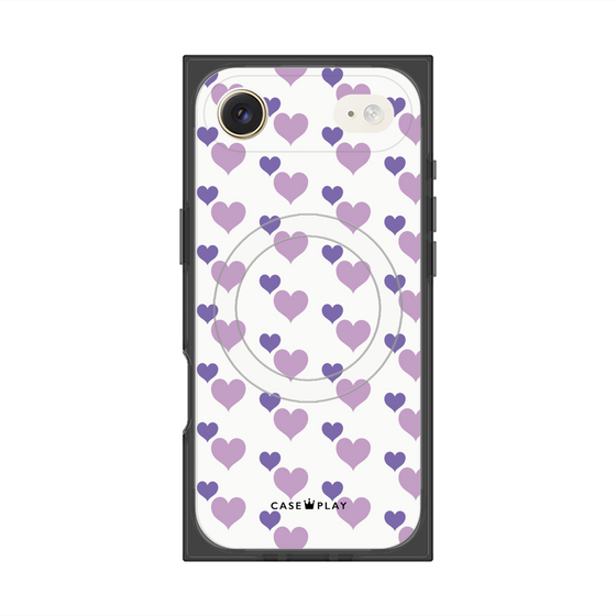 プレミアムスクエアケース with MagSafe［ Stripe Hearts - Purple ］