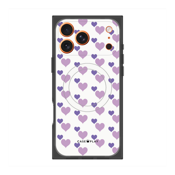 プレミアムスクエアケース with MagSafe［ Stripe Hearts - Purple ］