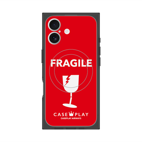 プレミアムスクエアケース with MagSafe［ FRAGILE - Red ］