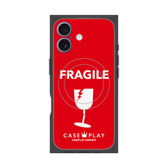 プレミアムスクエアケース with MagSafe［ FRAGILE - Red ］