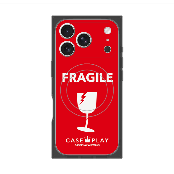 プレミアムスクエアケース with MagSafe［ FRAGILE - Red ］