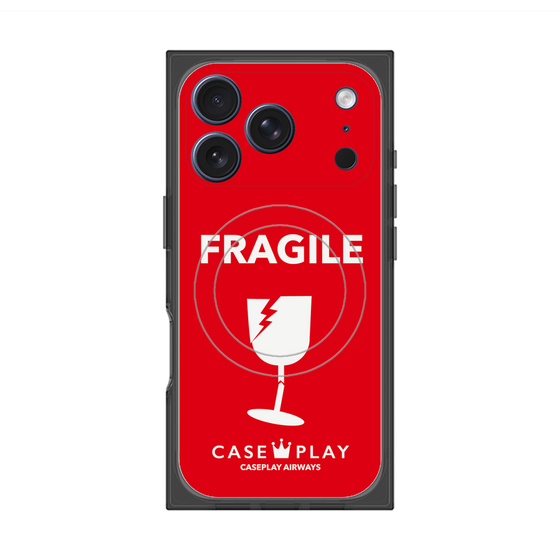 プレミアムスクエアケース with MagSafe［ FRAGILE - Red ］
