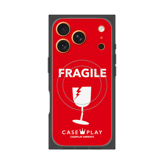 プレミアムスクエアケース with MagSafe［ FRAGILE - Red ］