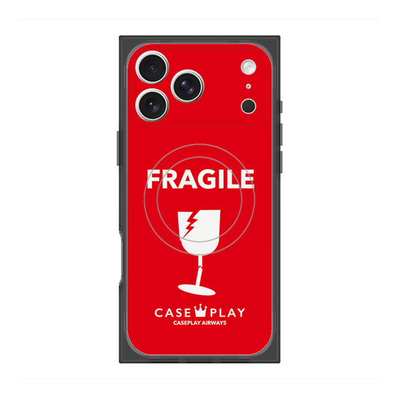 プレミアムスクエアケース with MagSafe［ FRAGILE - Red ］