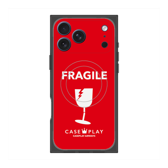 プレミアムスクエアケース with MagSafe［ FRAGILE - Red ］