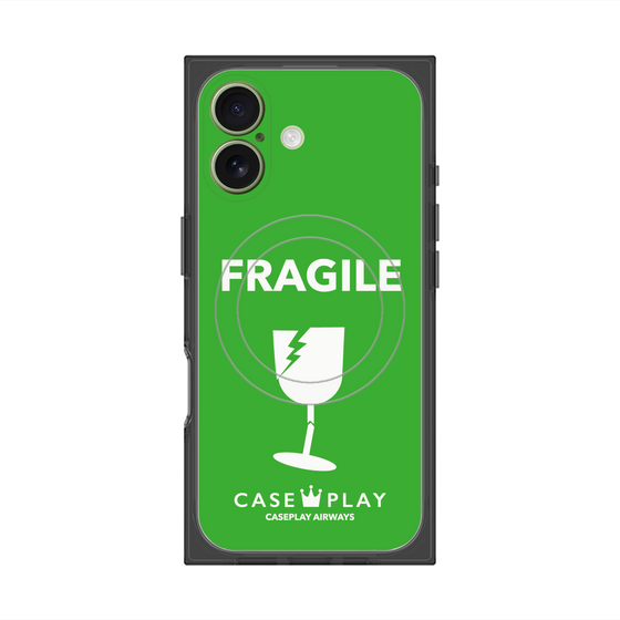 プレミアムスクエアケース with MagSafe［ FRAGILE - Green ］