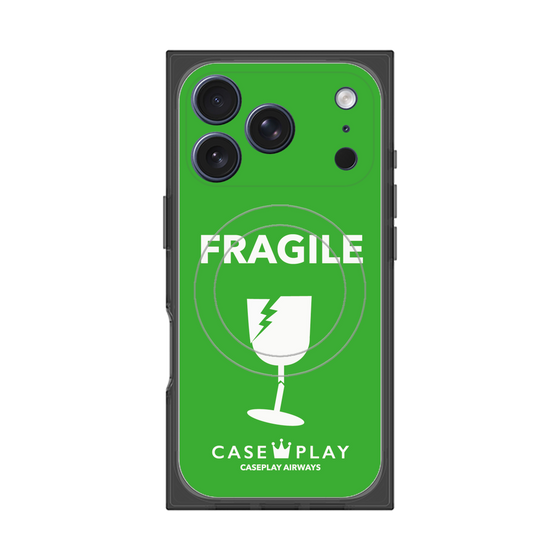 プレミアムスクエアケース with MagSafe［ FRAGILE - Green ］