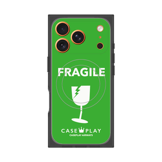 プレミアムスクエアケース with MagSafe［ FRAGILE - Green ］