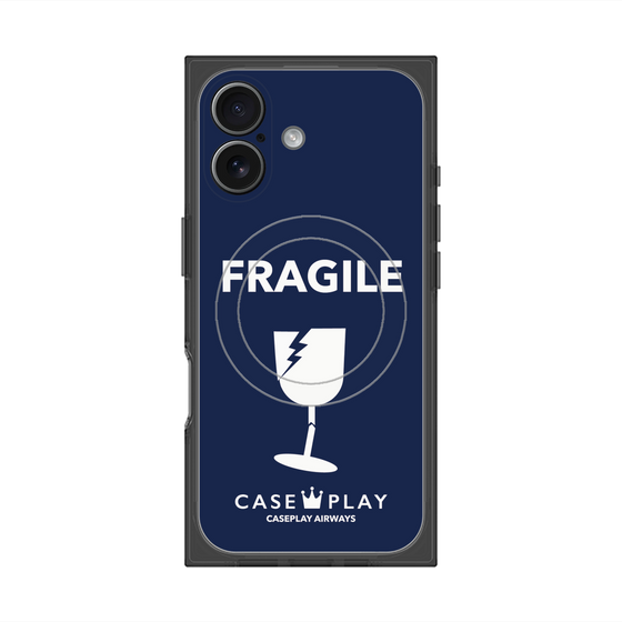 プレミアムスクエアケース with MagSafe［ FRAGILE - Navy ］