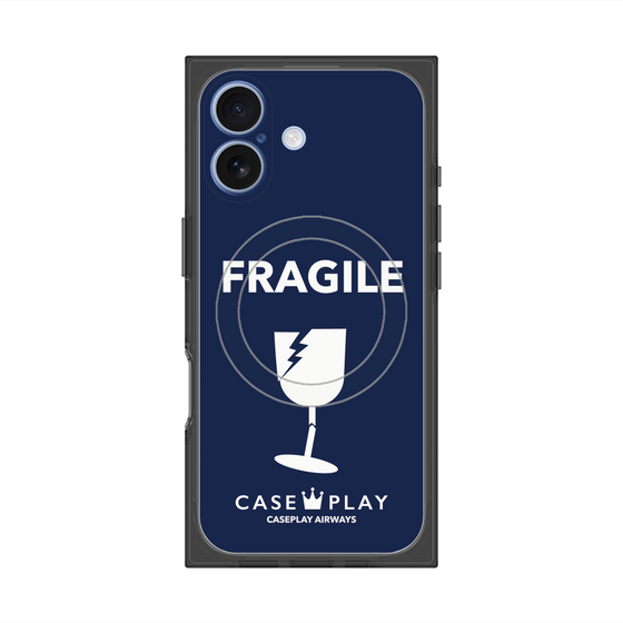 プレミアムスクエアケース with MagSafe［ FRAGILE - Navy ］