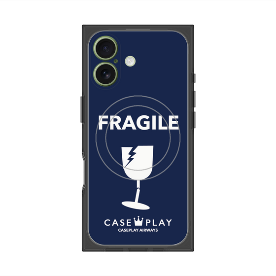 プレミアムスクエアケース with MagSafe［ FRAGILE - Navy ］
