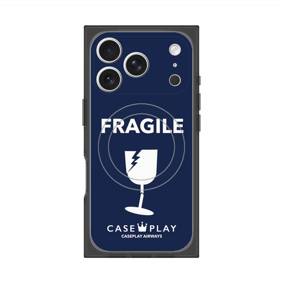 プレミアムスクエアケース with MagSafe［ FRAGILE - Navy ］