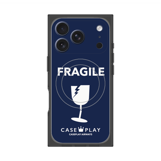 プレミアムスクエアケース with MagSafe［ FRAGILE - Navy ］