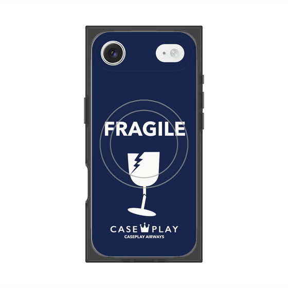 プレミアムスクエアケース with MagSafe［ FRAGILE - Navy ］
