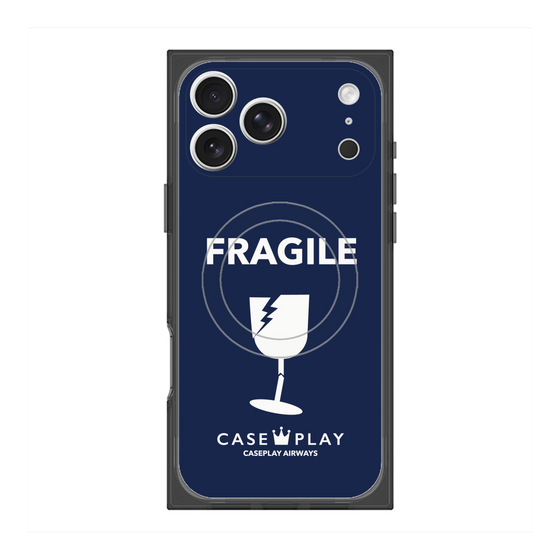 プレミアムスクエアケース with MagSafe［ FRAGILE - Navy ］