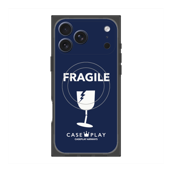 プレミアムスクエアケース with MagSafe［ FRAGILE - Navy ］