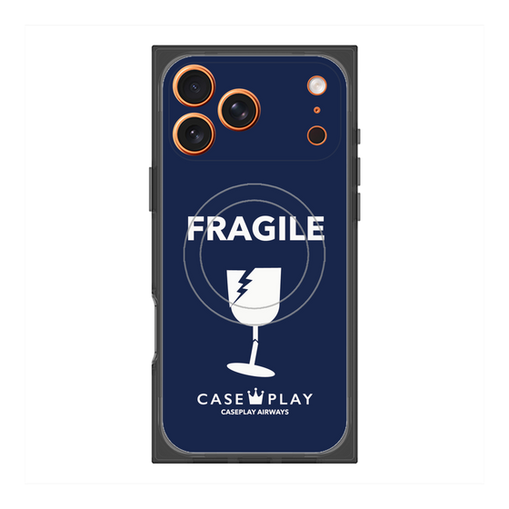 プレミアムスクエアケース with MagSafe［ FRAGILE - Navy ］