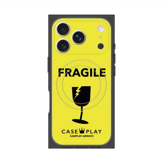 プレミアムスクエアケース with MagSafe［ FRAGILE - Yellow ］
