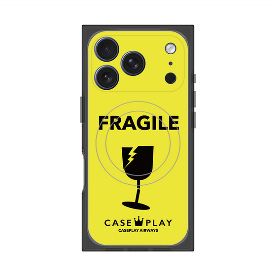 プレミアムスクエアケース with MagSafe［ FRAGILE - Yellow ］