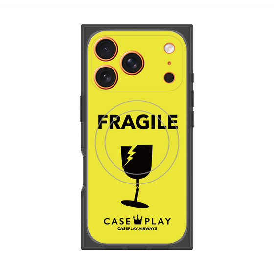 プレミアムスクエアケース with MagSafe［ FRAGILE - Yellow ］