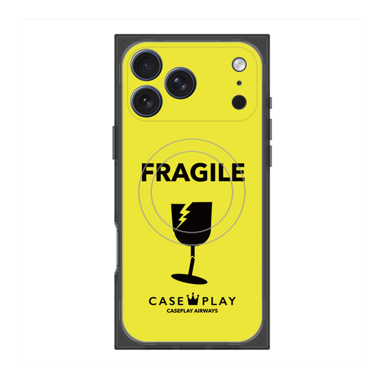 プレミアムスクエアケース with MagSafe［ FRAGILE - Yellow ］