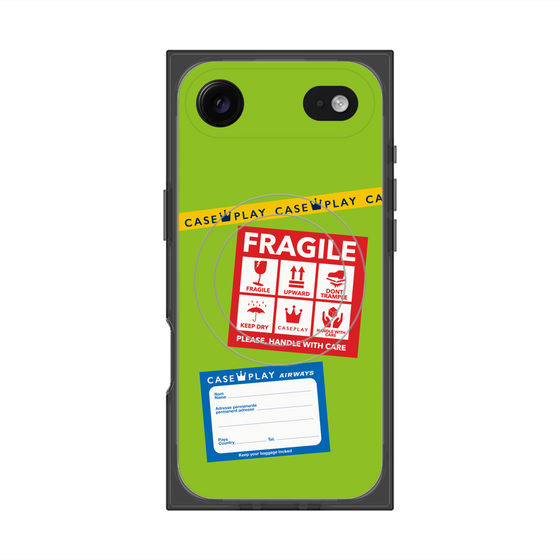 プレミアムスクエアケース with MagSafe［ FRAGILE Stickers - Green ］