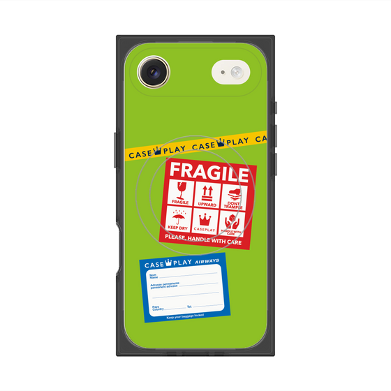 プレミアムスクエアケース with MagSafe［ FRAGILE Stickers - Green ］