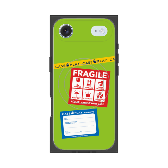 プレミアムスクエアケース with MagSafe［ FRAGILE Stickers - Green ］
