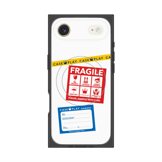 プレミアムスクエアケース with MagSafe［ FRAGILE Stickers - White ］