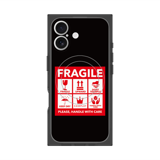 プレミアムスクエアケース with MagSafe［ FRAGILE Sticker - Black ］