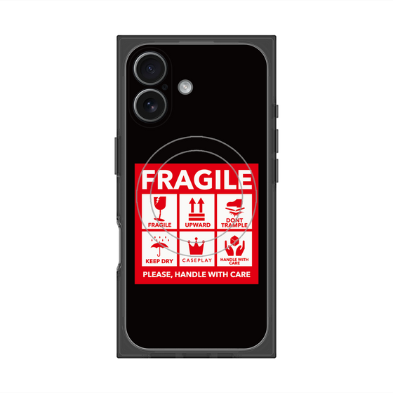 プレミアムスクエアケース with MagSafe［ FRAGILE Sticker - Black ］