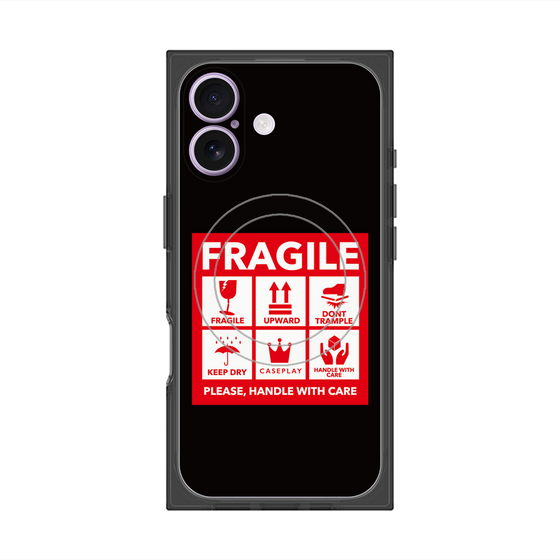 プレミアムスクエアケース with MagSafe［ FRAGILE Sticker - Black ］