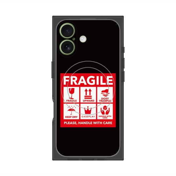 プレミアムスクエアケース with MagSafe［ FRAGILE Sticker - Black ］
