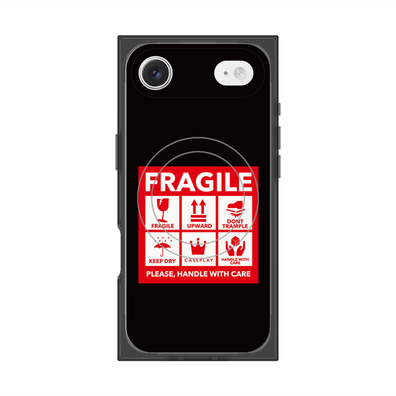 プレミアムスクエアケース with MagSafe［ FRAGILE Sticker - Black ］