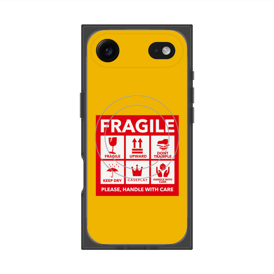 プレミアムスクエアケース with MagSafe［ FRAGILE Sticker - Yellow ］
