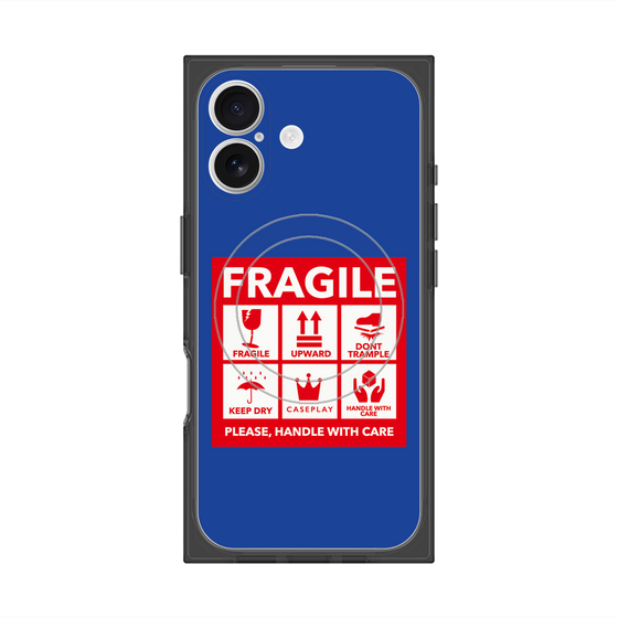 プレミアムスクエアケース with MagSafe［ FRAGILE Sticker - Blue ］