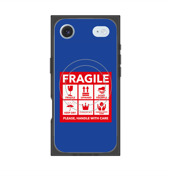 プレミアムスクエアケース with MagSafe［ FRAGILE Sticker - Blue ］