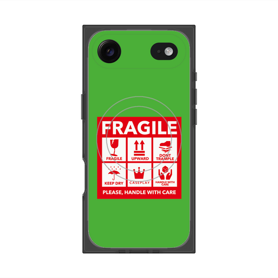 プレミアムスクエアケース with MagSafe［ FRAGILE Sticker - Green ］
