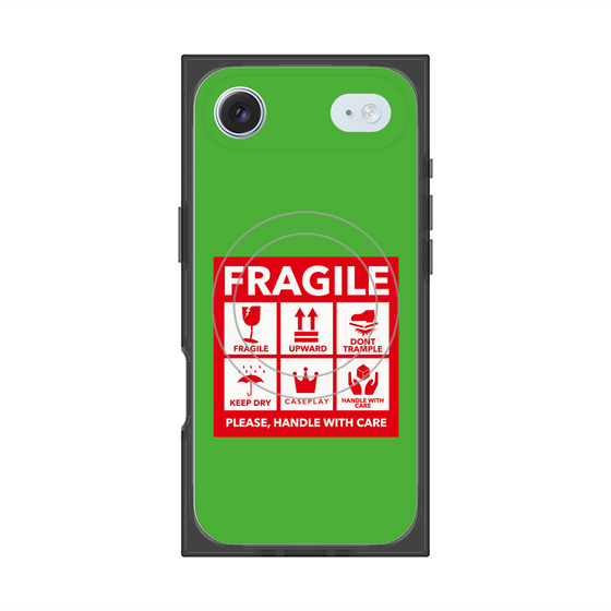 プレミアムスクエアケース with MagSafe［ FRAGILE Sticker - Green ］