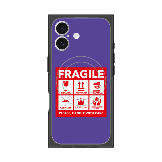 プレミアムスクエアケース with MagSafe［ FRAGILE Sticker - Purple ］