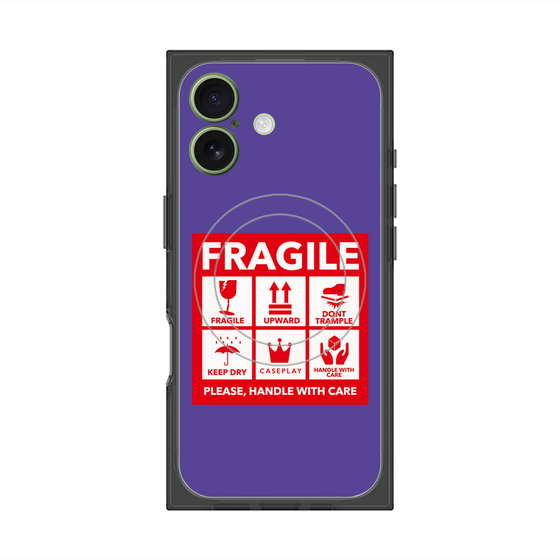 プレミアムスクエアケース with MagSafe［ FRAGILE Sticker - Purple ］