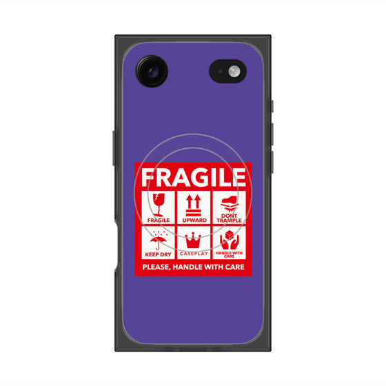 プレミアムスクエアケース with MagSafe［ FRAGILE Sticker - Purple ］