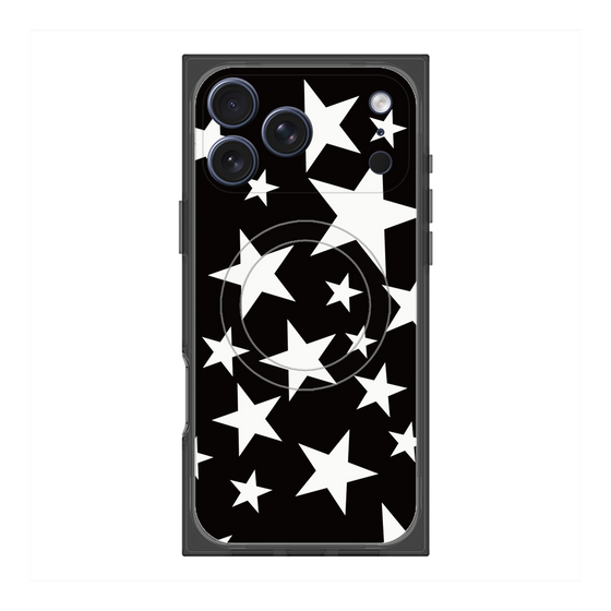 プレミアムスクエアケース with MagSafe［ Stars - Black ］