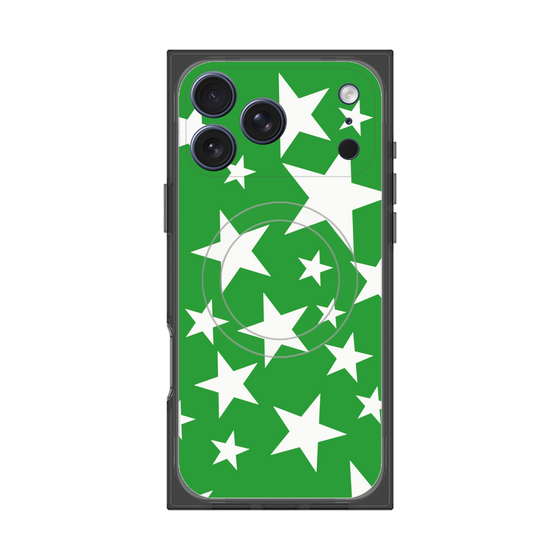 プレミアムスクエアケース with MagSafe［ Stars - Green ］