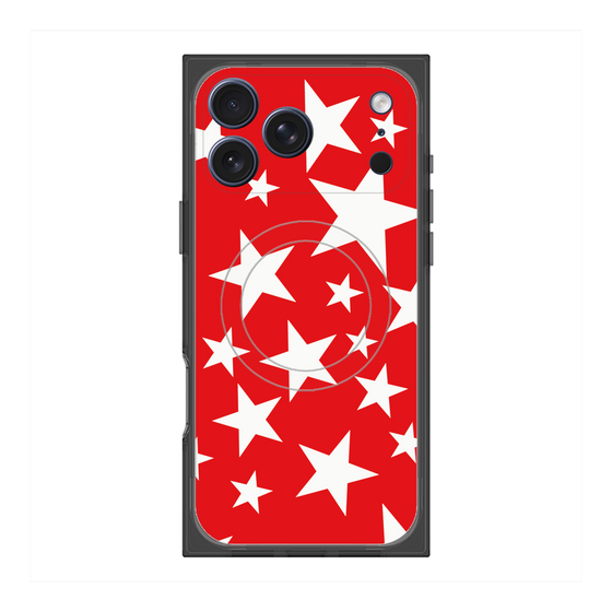 プレミアムスクエアケース with MagSafe［ Stars - Red ］
