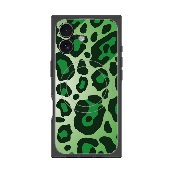 プレミアムスクエアケース with MagSafe［ Leopard - Green ］